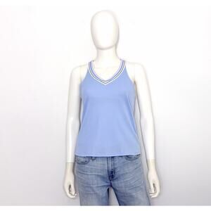 Lucky In Love Womens Tank Top S US 4-6 Blue V Neck Racerback Tennis Breathable